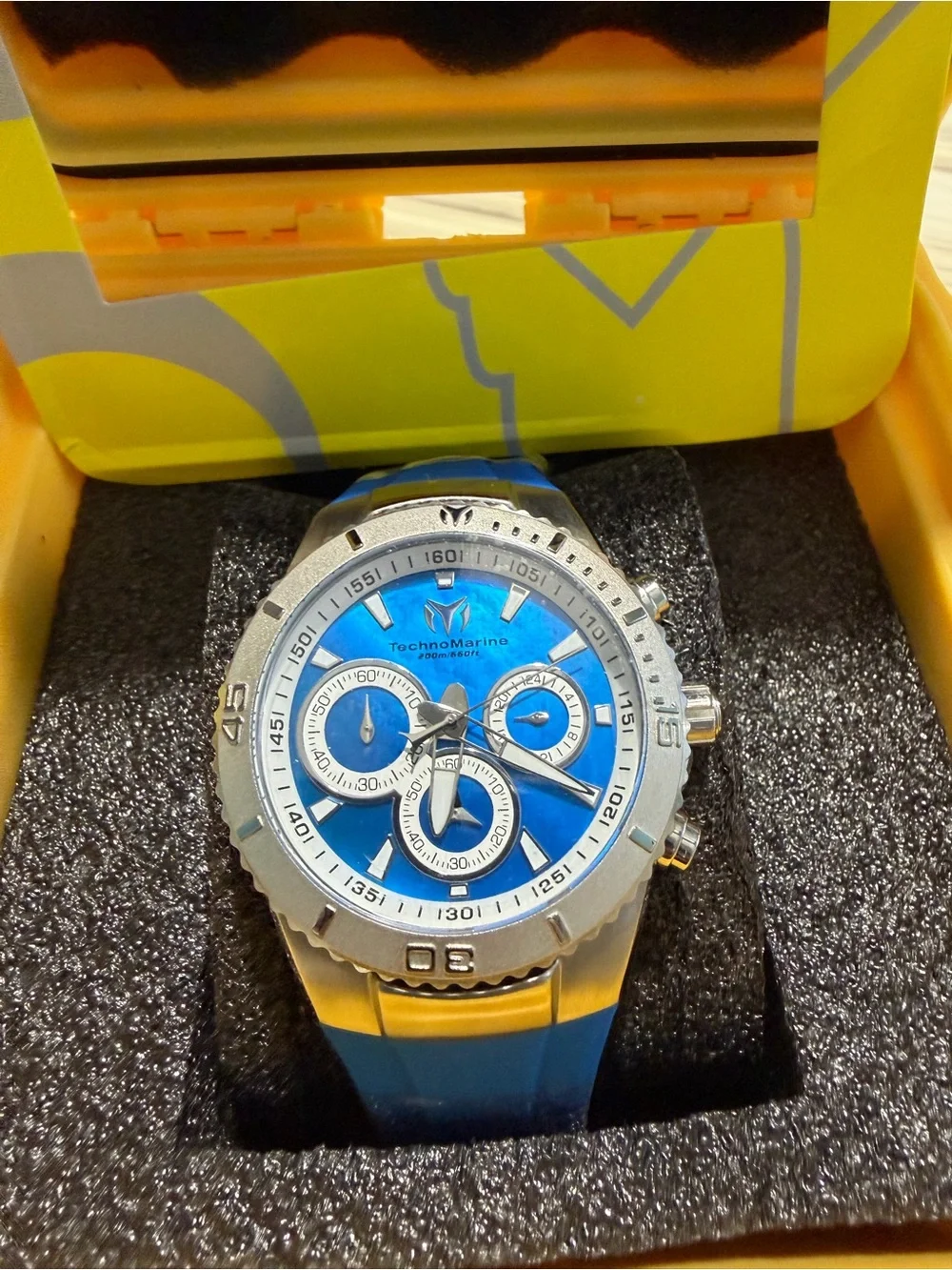 TechnoMarine Blue Dial Chronograph Silicone Strap Watch
